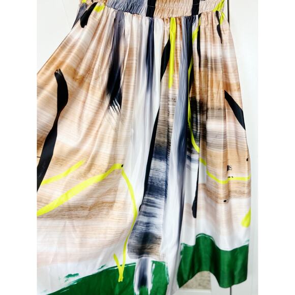 Nuuts Abstract Satin Flare Maxi Skirt Multicolor 2XL | Boho‎ Festival A-Line - Picture 5 of 13